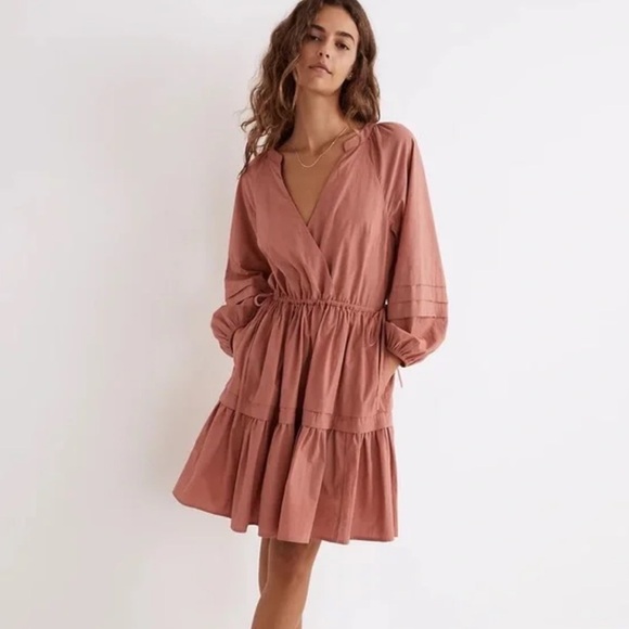 NWOT Madewell Crinkle Poplin Wrap Mini Dress Size Small - Picture 1 of 11